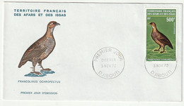 FDC Afars Et Issas 1972 Enveloppe Premier Jour Oiseau (1) - Lettres & Documents