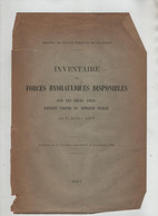 Inventaire Des Forces Hydrauliques Disponibles Cours D'eau Domaine Public 1917 Ministère TP Et Transports - Sonstige & Ohne Zuordnung