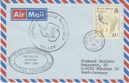 British Antarctic Territory (BAT) 1988 Cover Ship Vsit RRS John Biscoe Ca Halley 3 JA 88 (BAT306) - Briefe U. Dokumente