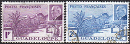 Détail De La Série Maréchal Pétain Obl. Guadeloupe N° 161 Et 162 - La Grande Soufrière - 1941 Série Maréchal Pétain