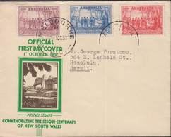 1937. AUSTRALIA. NEW SOUTH WALES Complete Set On FDC To Honolulu, Hawai Cancelled First Day Of Issue MELBO... - JF430097 - Hawaï