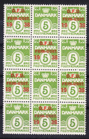 Denmark 1938 Mi#243 Mint Never Hinged Piece Of 12 With And Without Overprint - Ongebruikt