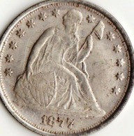 1 Dollar 1877 Fausse Pièce Aspect Argent Mais Aimantable - 1873-1885: Trade Dollars (Dollar De Commerce)