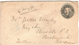 Great Britain 1894 Prepaid Envelope Two Pence From St Andrews To Charali - Lettres & Documents