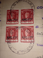 QUARTINA CONCESSIONI GOVERNATIVE LIRE 50 SOPRASTAMPATE AMG.FTT 1954 - Revenue Stamps