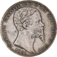 Monnaie, États Italiens, SARDINIA, Vittorio Emanuele II, 5 Lire, 1851, Genoa - Piemonte-Sardinië- Italiaanse Savoie