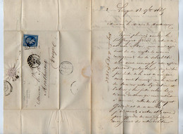 TB 3448 - 1865 - LAC - Lettre De Mr J. BONNORE BERTHIER à LANGRES Pour Mr Le Maire De MONTHUREUX ( Vosges ) - 1849-1876: Klassieke Periode