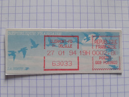 Clermont-FD Pl DELILLE 63033 - 27-01-94 - G03 PC63920 Tarif 2.80 - Début De Manque D'encre - 1990 Type « Oiseaux De Jubert »