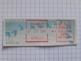 Villeneuve Sur Yonne 89500 - 07-01-94 - G03 PC89064 Tarif 2.80 - Sans H De Levée - 1990 « Oiseaux De Jubert »