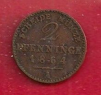 ALLEMAGNE 2 PFENNIGE - 1864 - Taler & Doppeltaler