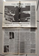 Journal The Times N°55866 President Kennedy Assassinated Three Shots At Open Car In Texas 23 November 1963 - Geschichte