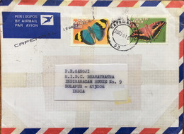 SOUTH AFRICA 2003, AIRMAIL COVER 2 DIFFERENT BUTTERFLY STAMPS ,CAPETOWN CITY TO INDIA - Brieven En Documenten