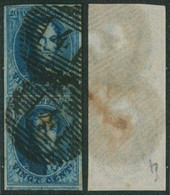 Médaillon - N°11 En Paire Verticale Margée Obl P4 "Anvers" - 1858-1862 Medaillen (9/12)