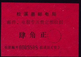 CHINA CHINE CINA FUJIAN SONGXI 353500 ADDED CHARGE LABEL (ACL)  0.40YUAN - Other & Unclassified