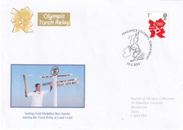 United Kingdom UK 2012 Cover: Olympic Games London Torch Relay; Ben Ainslie; Sailing; Land's End Penzance Stage - Estate 2028 : Los Angeles