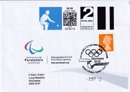 United Kingdom UK 2012 Cover: Olympic Paralympic Games London; Boccia Smart Stamp; Olympex Cancellation - Verano 2028 : Los Ángeles
