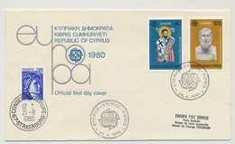 CHYPRE / FRANCE - Env FDC - Europa 1980 - 28/4/1980 + Cachet Conseil De L'Europe 21/6/1980 - Brieven En Documenten