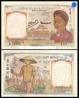 French Indo China 1 Piastre Used Bank Note (**) - ...-1889 Franchi Antichi Circolanti Durante Il XIX Sec.