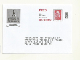 PAP POSTREPONSE  FEDERATION DES AVEUGLES DE FRANCE LOT209322. - PAP: Antwort/Marianne L'Engagée