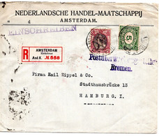 58361 - Niederlande - 1923 - 60c. Wilhelmine MiF A R-Bf AMSTERDAM -> HAMBURG (Deutschland), M. Dt. Zensurstpl. - Covers & Documents