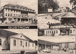 D-18273 Güstrow - Alte Ansichten - Bahnhof - Busbahnhof - Konsum-Kaufhalle - Ernst-Barlach-Theater - Hotel - Nice Stamp - Leverkusen