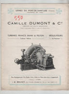 Camille Dumont Ingénieur Arts Et Manufactures Usines Pont De Saint Uze Turbines Banki Pelton - Autres & Non Classés