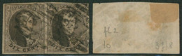Médaillon - N°10 En Paire Margée Obl P37 Eecloo (8 Barres). Planche 2 - 1858-1862 Medaillen (9/12)