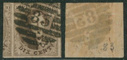 Médaillon - N°10 Bien Margé + Grand Voisin Obl P83 Mons (8 Barres) - 1858-1862 Medaillen (9/12)