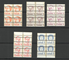 1972 Caricatures  Precancelled - Préoblitérés MNH Blocks - ** Sc 586, 588, 590-1, 595 - Voorafgestempeld