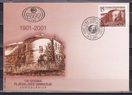 Yugoslavia 2001 100 Years Of Pljevlja High School Montenegro FDC - Covers & Documents