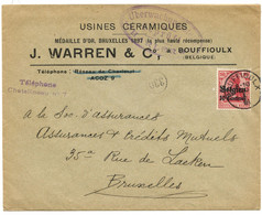 BELGIQUE - COB OC 3 BOUFFIOULX + GEPRUFT CHARLEROI SUR LETTRE - Army: German