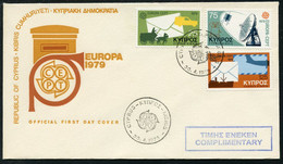 CYPRUS (1979) - EUROPA CEPT, Letter Box, Airmail, Telecommunication, Satelite, Van  - First Day Cover - Briefe U. Dokumente