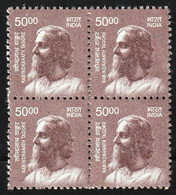 Makers Of India 11th Definitive Series - Rabindranath Tagore MNH Block Of 4, West Bengal, Poet, Inde, Indien - Nuevos