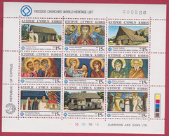 R* CYPRUS BLOCK 9 V. MNH* 1987 TROODOS CHURCHES Mi Nr. 672-680 #5627 - Other & Unclassified