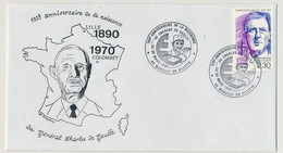 FRANCE - Cachet Temp. 1990 100° Anniv. De La Naissance De Ch. De Gaulle - 45 Marcilly En Villette S/2,30 Ch. De Gaulle - De Gaulle (Général)