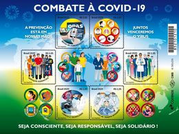BRAZIL 2020 - FIGHTING  COVID 19 - HEALTHCARE - CORONAVÍRUS DISEASE - BLK OF 6 - MINT - Ungebraucht