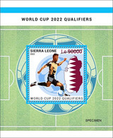 SIERRA LEONE 2022 - SPECIMEN SOUVENIR SHEET - WORLD CUP FOOTBALL QATAR QUALIFIER SOCCER FLAGS MAP - MNH - 2022 – Qatar