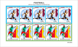 SIERRA LEONE 2022 SPECIMEN IMPERF SHEETLET PANDEMIC CORONAVIRUS COVID-19 FOOTBALL WORLD CUP QATAR AFRICA CUP NATIONS MNH - 2022 – Qatar