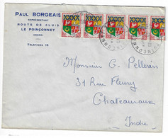 LE POINCONNET Indre Lettre Entête Borgeais Représentant Blason Oran Yv 1230A Ob8 11 1962 - Brieven En Documenten