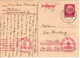52195 - Deutsches Reich - 1942 - 15Pfg Hindenburg AntwKte (Frage) AACHEN -> Belgien, M Dt Zensur & Zwangsnamen "Sara" - Judaisme