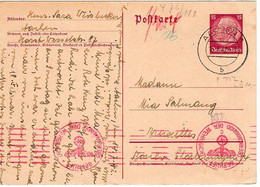 52195 - Deutsches Reich - 1942 - 15Pfg Hindenburg AntwKte (Frage) AACHEN -> Belgien, M Dt Zensur & Zwangsnamen "Sara" - Jewish