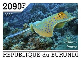Burundi 2022, Animals, Fishes VII, 1val IMPERFORATED - Neufs