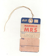 étiquette Air France AF 173-9-7 Vol N°302 Marseille MRS - Format : 10.5x6 cm - Aufklebschilder Und Gepäckbeschriftung