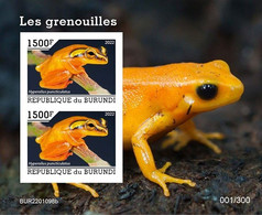 Burundi 2022, Animals, Frog III, Block IMPERFORATED - Neufs