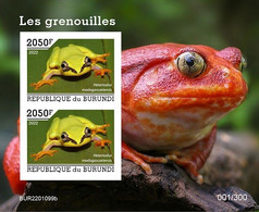 Burundi 2022, Animals, Frog IV, Block IMPERFORATED - Neufs