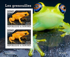 Burundi 2022, Animals, Frog V, Block IMPERFORATED - Unused Stamps