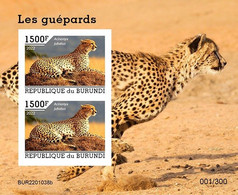 Burundi 2022, Animals, Ghepard II, Block IMPERFORATED - Neufs