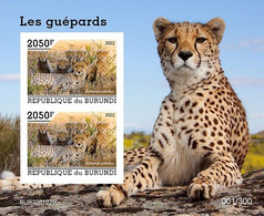 Burundi 2022, Animals, Ghepard III, Block IMPERFORATED - Neufs