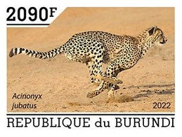 Burundi 2022, Animals, Ghepard IV, 1val IMPERFORATED - Unused Stamps