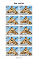 Burundi 2022, Animals, Giraffes V, Sheetlet IMPERFORATED - Unused Stamps